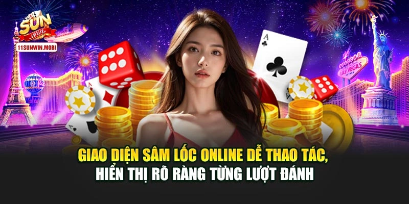 Giao diện sâm lốc online dễ thao tác, hiển thị rõ ràng từng lượt đánh